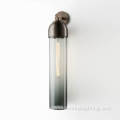 Smoke or Green Glass Tube Gold Wall Light